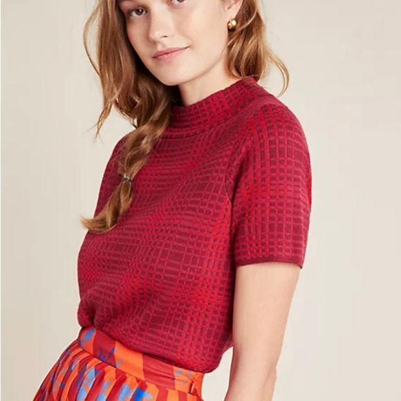 Anthropologie Sweaters - Anthro Field Flower Red Celina Sweater Shirt
